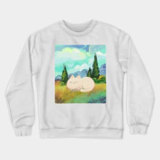 Cat Van Gogh in a Wheat Field with Cypresses Crewneck Sweatshirt